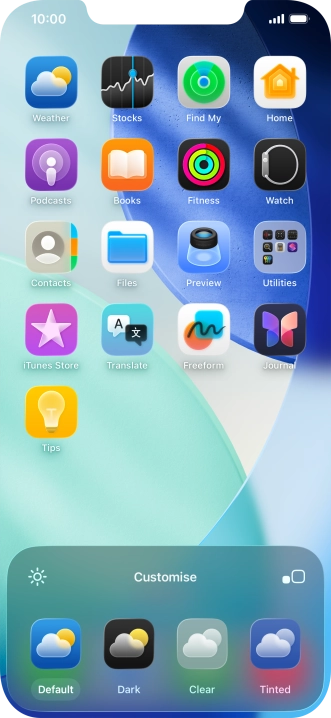 Press the required setting to select the size of app icons on the home screen. Press the required setting to select the size of app icons on the home screen.