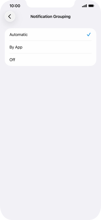 Press the required setting.