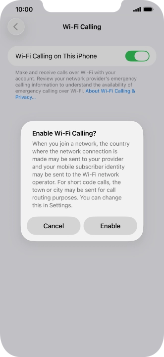 If you turn on the function, press Enable.