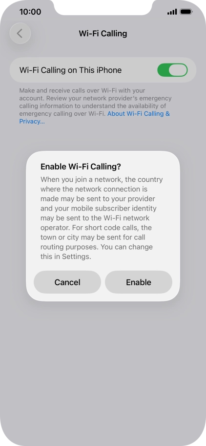 If you turn on the function, press Enable.