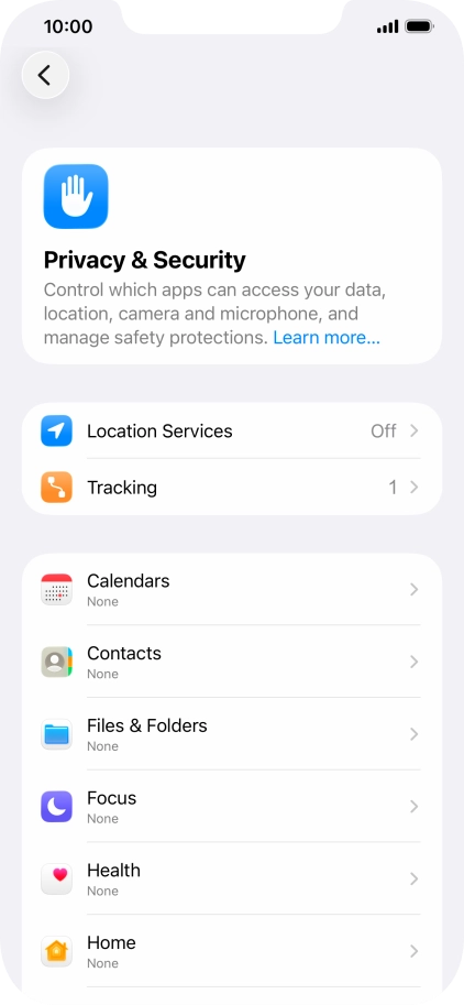 Press Location Services.