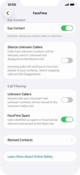 Press Blocked Contacts. Press Blocked Contacts.