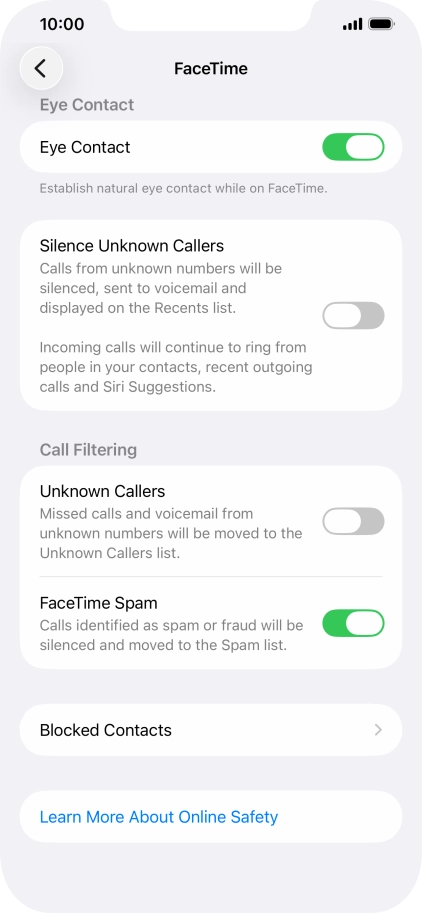 Press Blocked Contacts. Press Blocked Contacts.