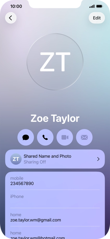 Press Shared Name and Photo.