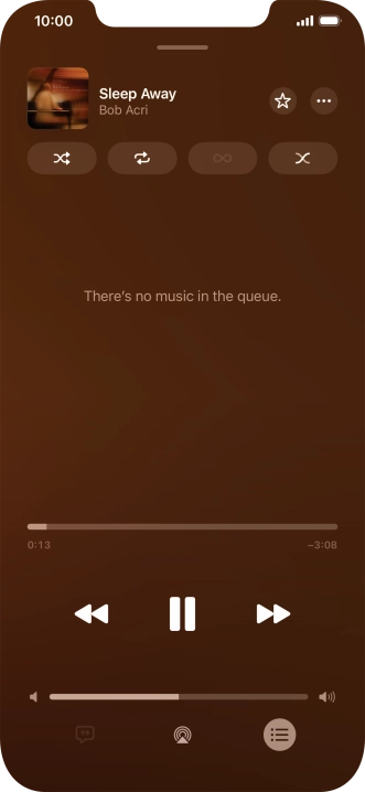 Press the shuffle icon to turn the function on or off. Press the shuffle icon to turn the function on or off.