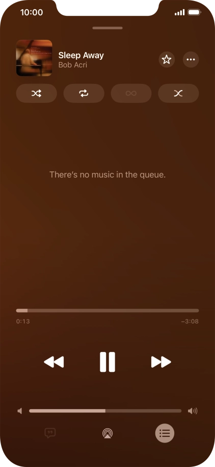 Press the shuffle icon to turn the function on or off. Press the shuffle icon to turn the function on or off.