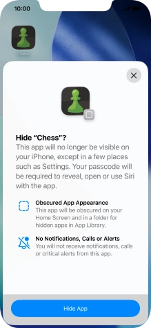 Press Hide App.