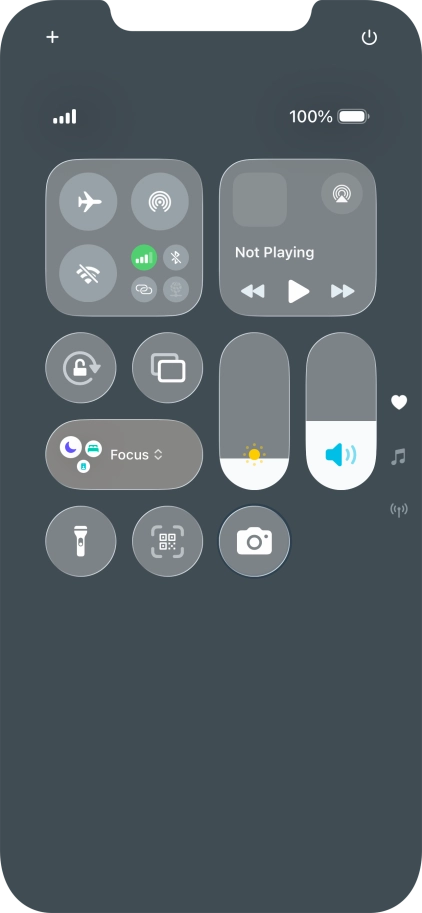 Press the flight mode icon to turn the function on or off. Press the flight mode icon to turn the function on or off.