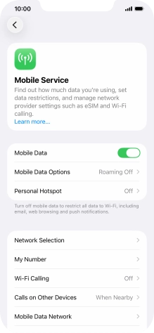 Press Mobile Data Options.