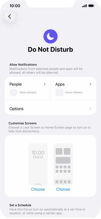 Press People and follow the instructions on the screen to select which contacts you would like to receive calls and notifications from when Do Not Disturb is turned on.