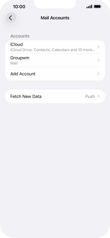 Press the name of the email account you've just set up.