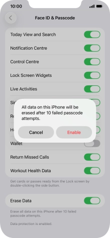 If you turn on the function, press Enable. If you turn on the function, press Enable.