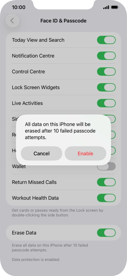 If you turn on the function, press Enable. If you turn on the function, press Enable.