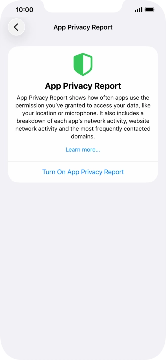 Press Turn On App Privacy Report to turn on the function.