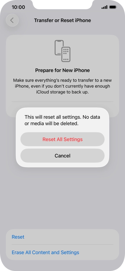 Press Reset All Settings.