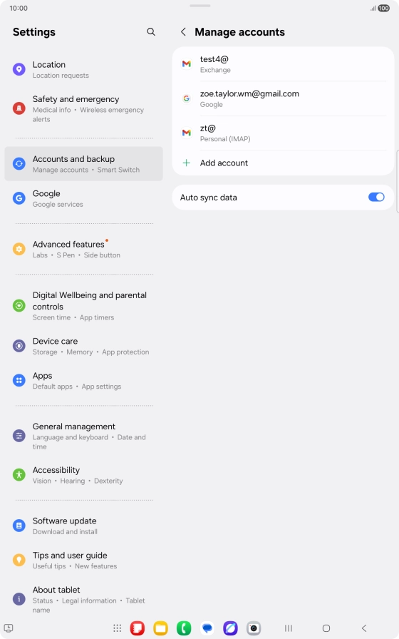 Press the required email account.