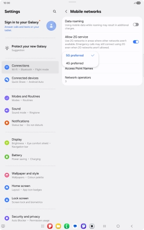 Press the required network mode.