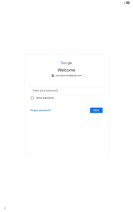 Press Enter your password and key in the password for your Google account.