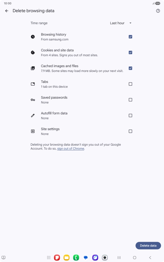 Press the fields next to the required data types.