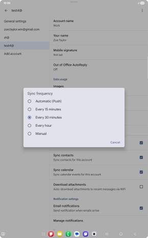 Press the required setting.