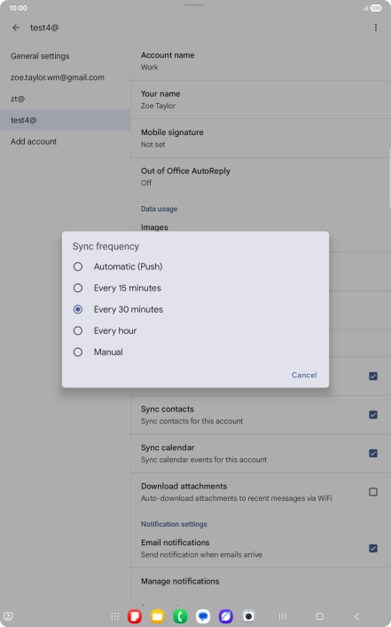 Press the required setting.
