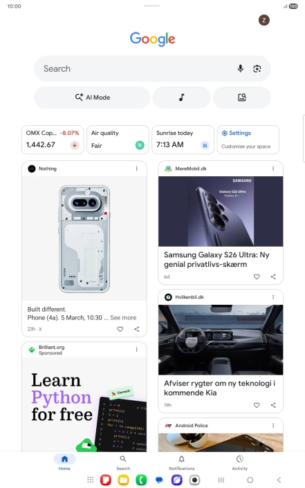 Press the profile icon.