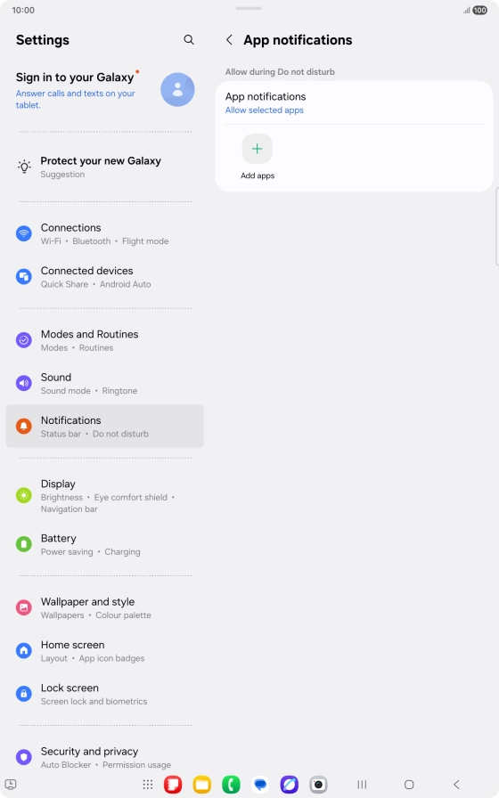 Press Add apps and follow the instructions on the screen to select which apps you would like to receive notifications from when Do Not Disturb is turned on.