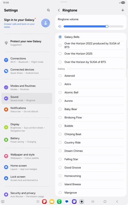 Press the required ring tones to hear them.