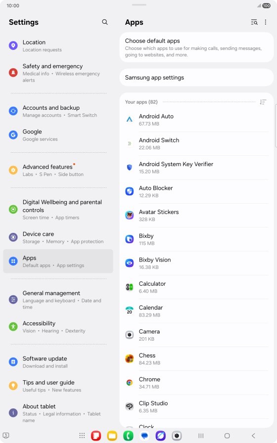Press the required app.