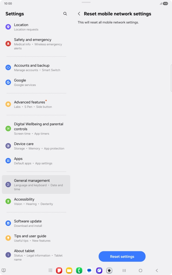 Press Reset settings.