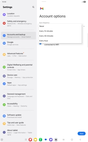 Press the required setting.