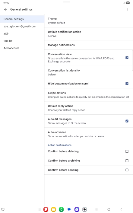 Press the required email account.