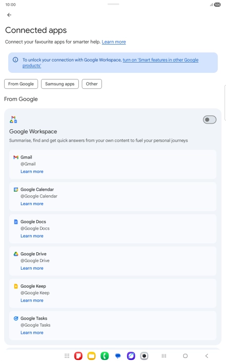 Press the indicator next to the required extension to turn on the function.