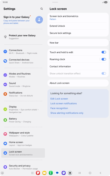 Press Screen lock and biometrics and key in the current lock code.