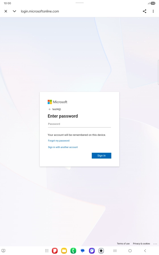 Press Password and key in the password for your email account.