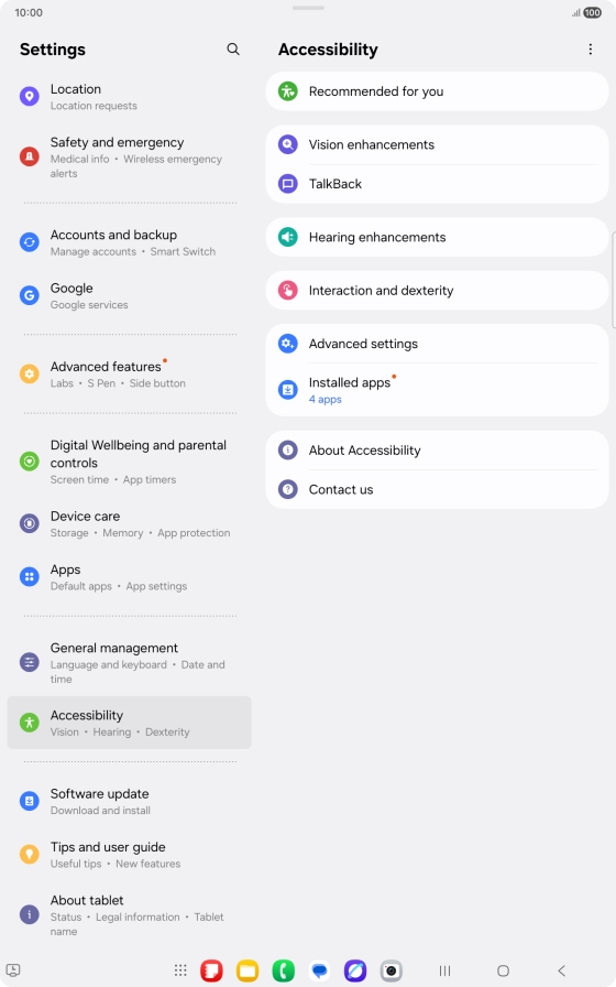 Press Vision enhancements and follow the instructions on the screen to select the required settings.