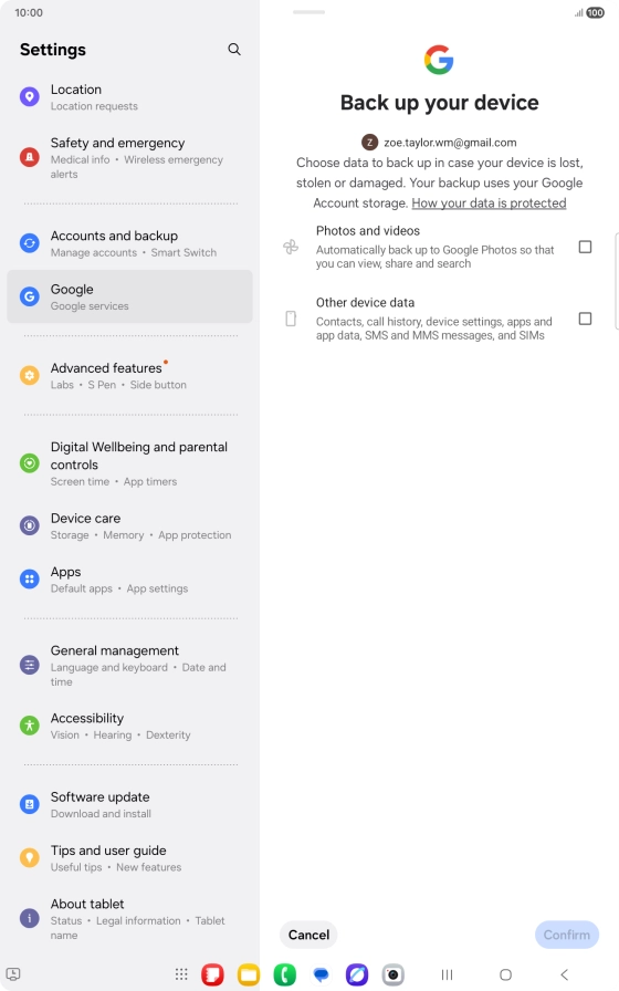 Press the fields next to the required data types to select them.
