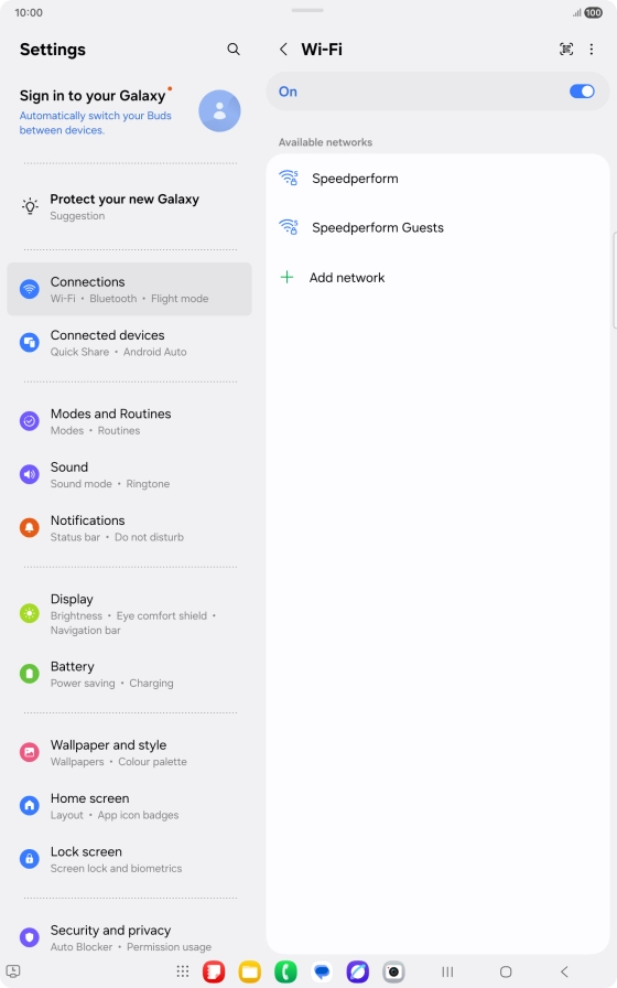 Press the required Wi-Fi network.
