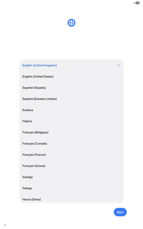 Press the required language.