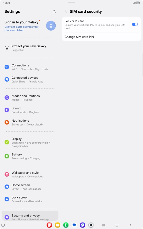 Press Change SIM card PIN.