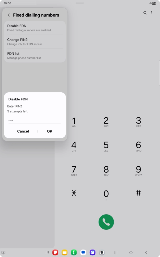 Key in your PIN2 and press OK. The default PIN2 is 1111.
