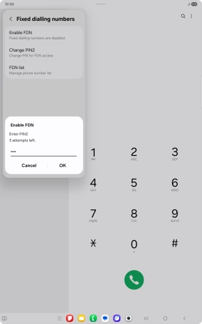 Key in your PIN2 and press OK. The default PIN2 is 1111.