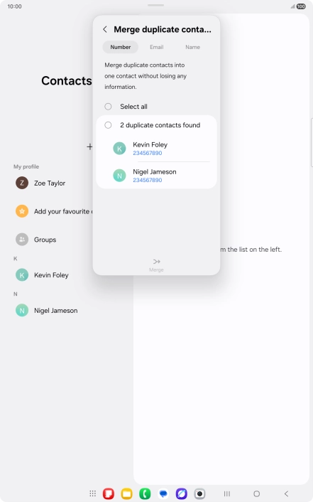Press the field above the required number.