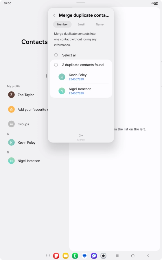 Press the field above the required number.