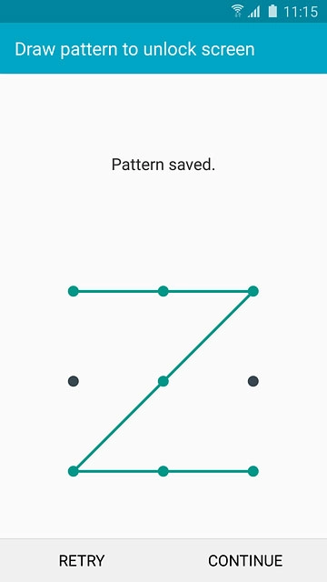 Press CONTINUE.Repeat the selected phone lock code to confirm.