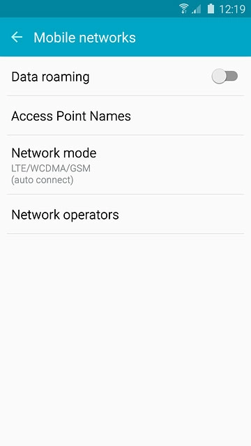 Press Data roaming to turn the function on or off.