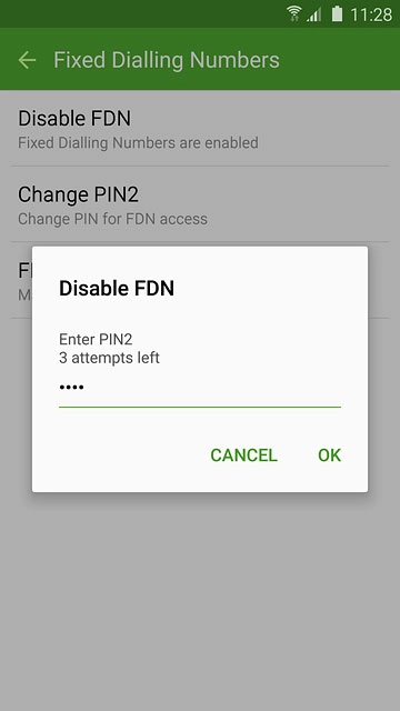 Key in your PIN2 and press OK.