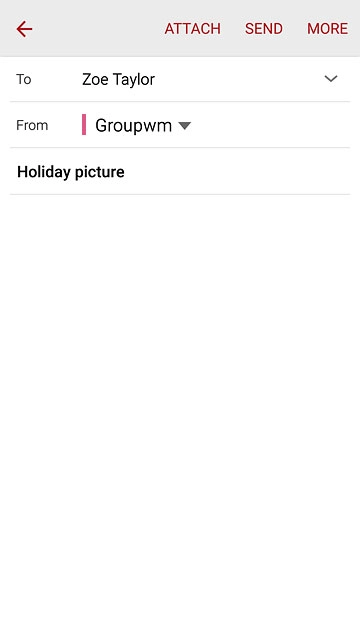Press the text input field.Write the text for your email message.