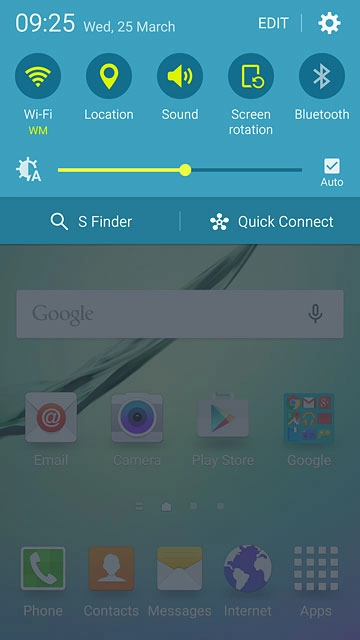 Slide your finger down the display starting from the top edge of your phone.Press the settings icon.