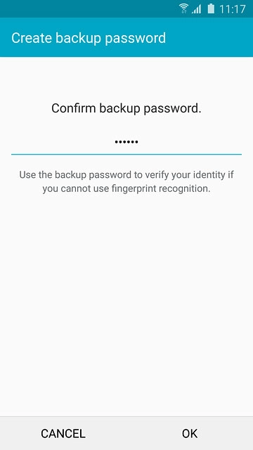 Key in the password again and press OK.